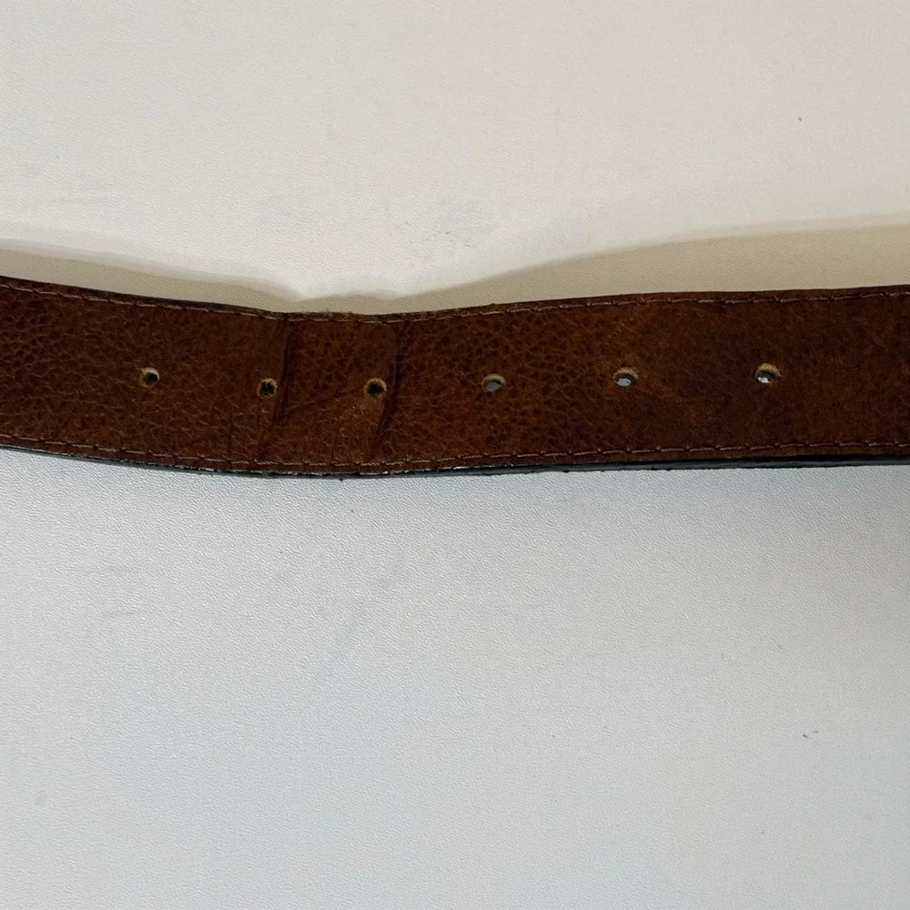 Atitlan Leather Brown Zip Money Belt With Interchangeable Buckle Mens Size 42